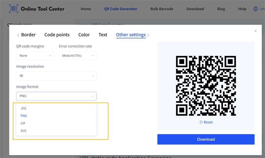 Format obrazu kodu qr