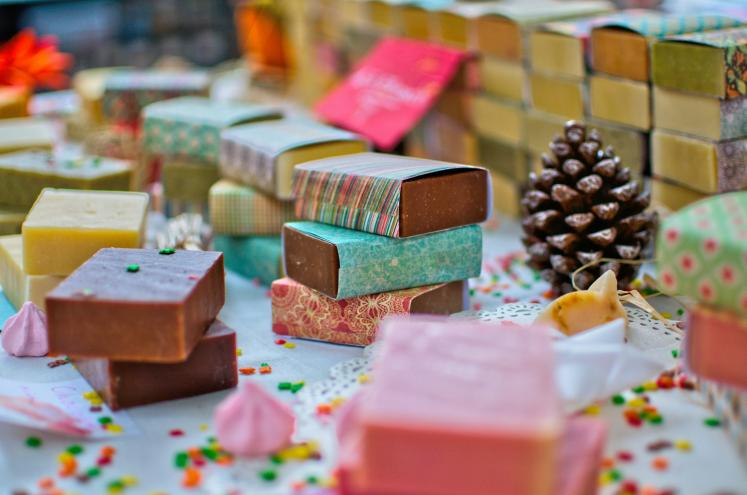 Collubful handmade soap bars stacked
