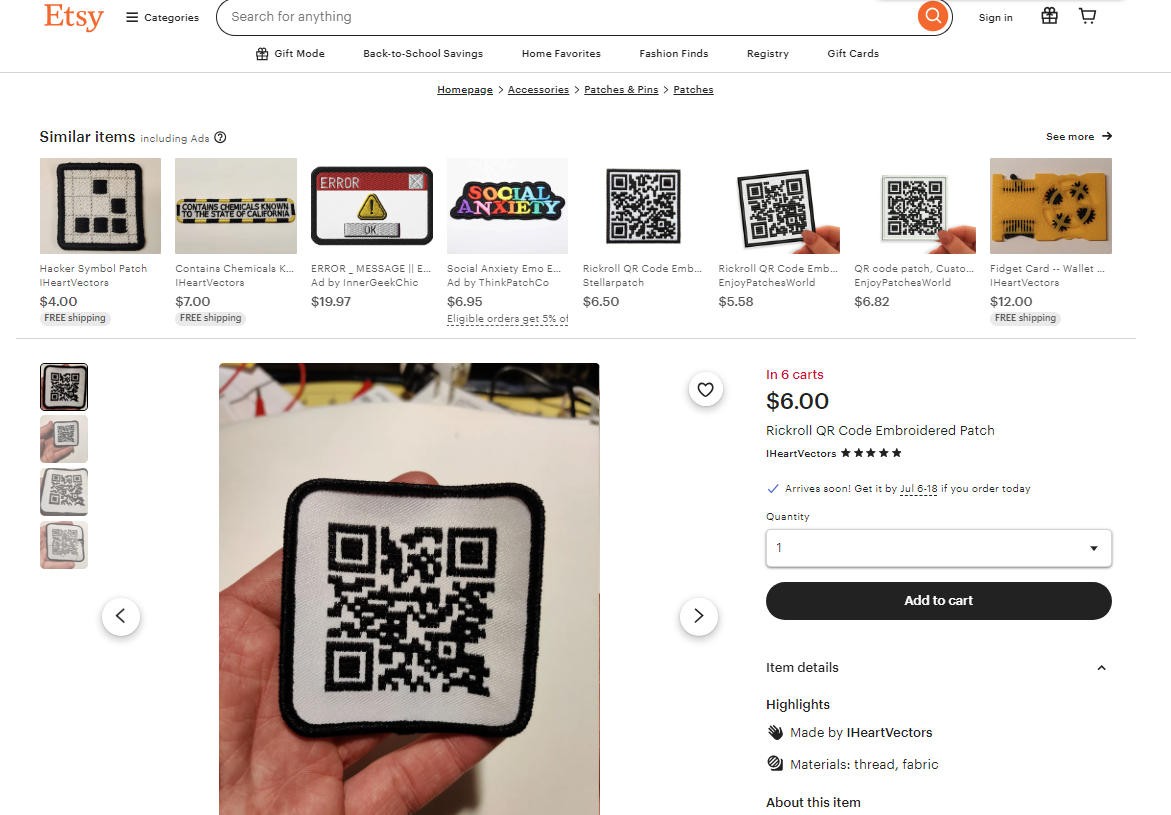 haftowany qr code rick roll z Etsy.png