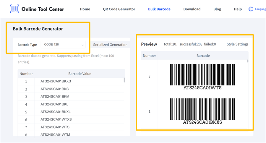 bulk barcode generator generator kodów kreskowych
