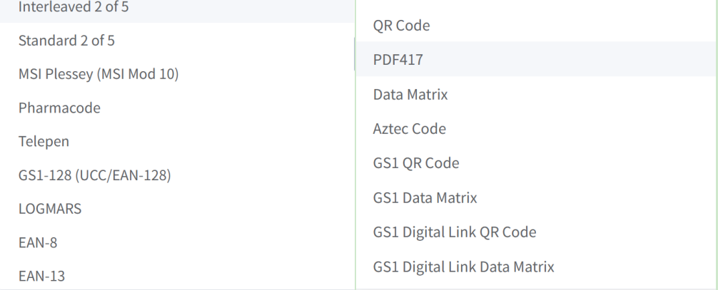 supported 1d 2d barcode formats obsługiwane formaty kodów kreskowych 1d 2d