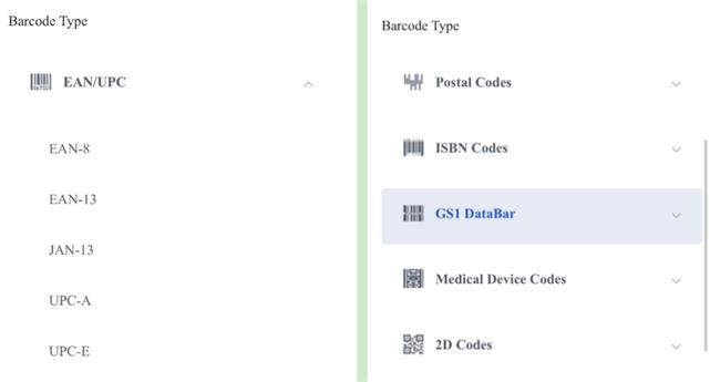 typy kod&oacute;w kreskowych