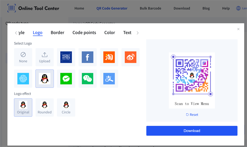Kod QR menu