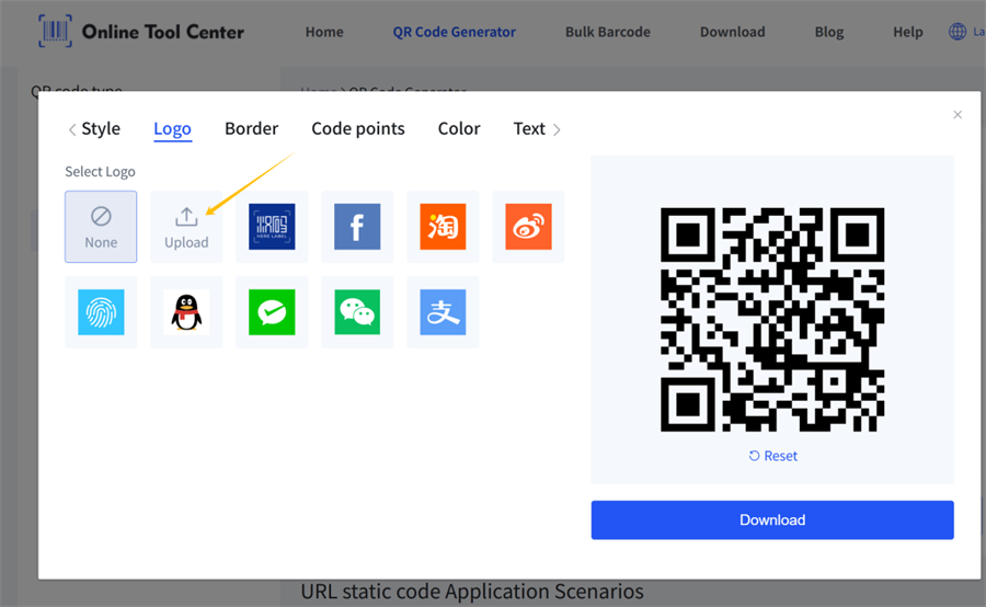 przesłać logo w generatorze kodu QR